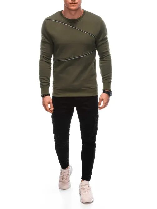 Nadčasová olivová trendy mikina  V2 OM-SSNZ-005