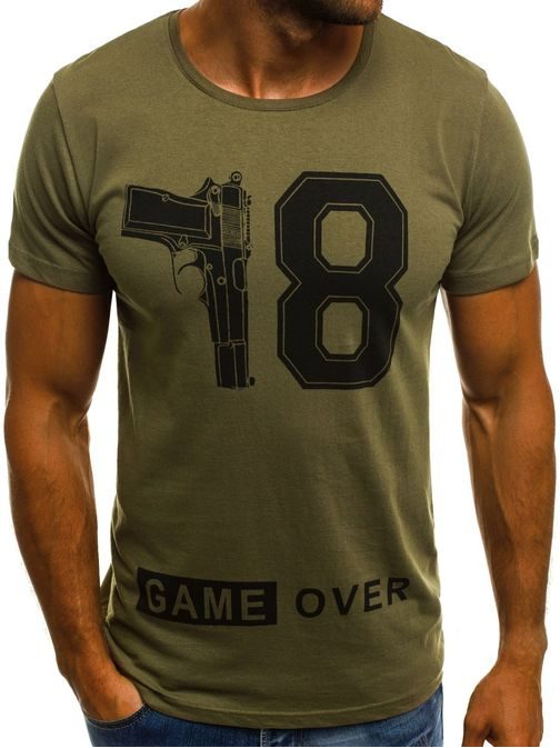 Pánske khaki tričko "GAME OVER" O/1174