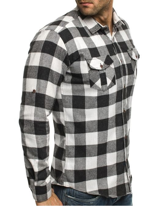 Trendy kockovaná čierna košeľa MADMEXT 1770