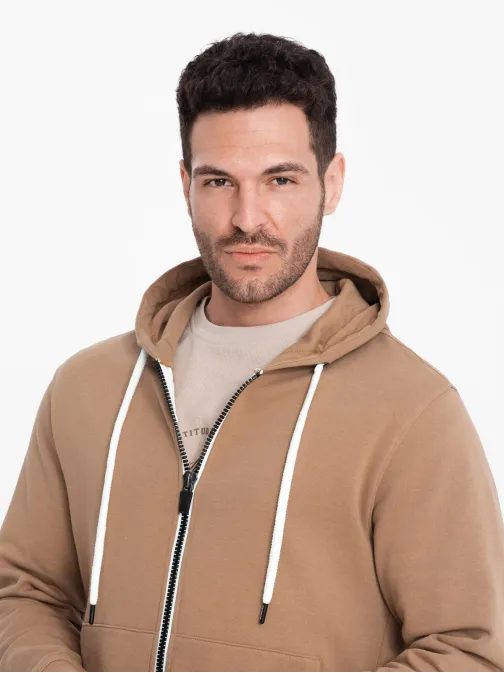 Základná hnedá mikina na zips V2 SSBZ-0178