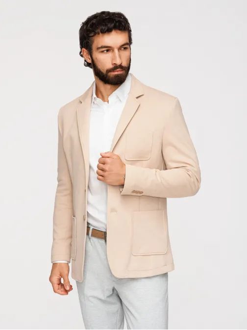 Béžové športové slim fit sako V5 M165