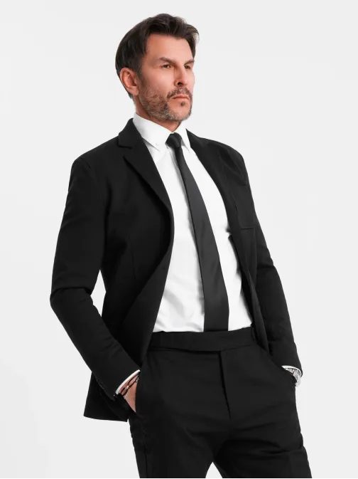 Športové čierne slim fit sako V2 BLZB-0101