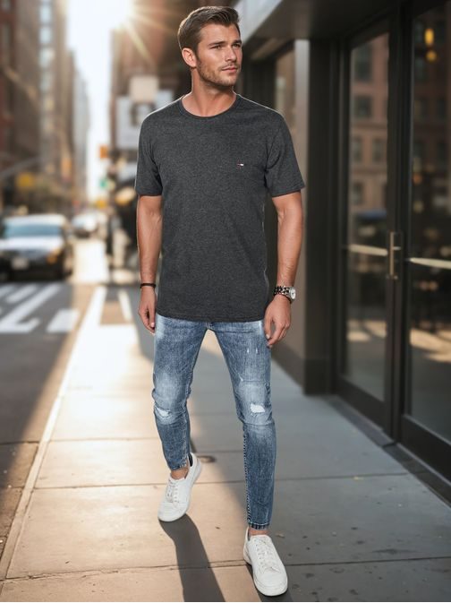 Trendy grafitové tričko s krátkym rukávom a s logom