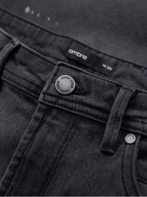 Moderné šedé rifľové kraťasy s odreninami V3 SRDS-0186