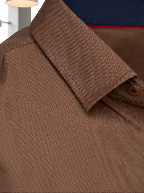 Pánska hnedá slim fit košeľa