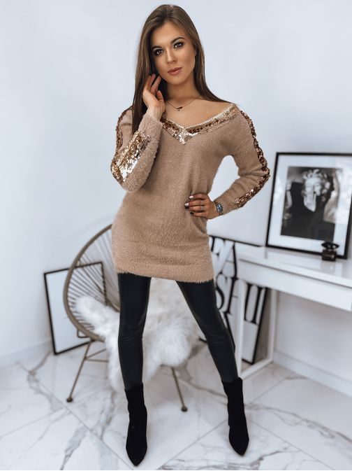Neobyčajný dámsky sveter Layla v béžovej farbe