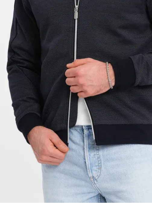 Trendy tmavo modrá bomber bunda V1 JANP-0153