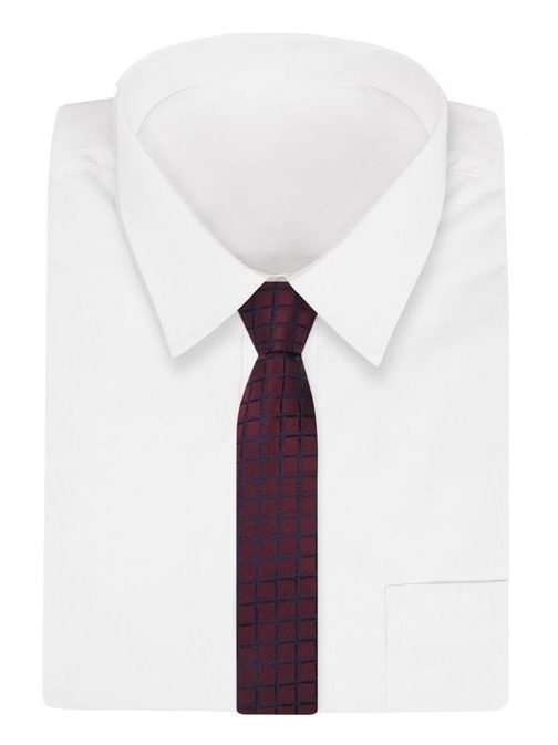 Bordová károvaná kravata