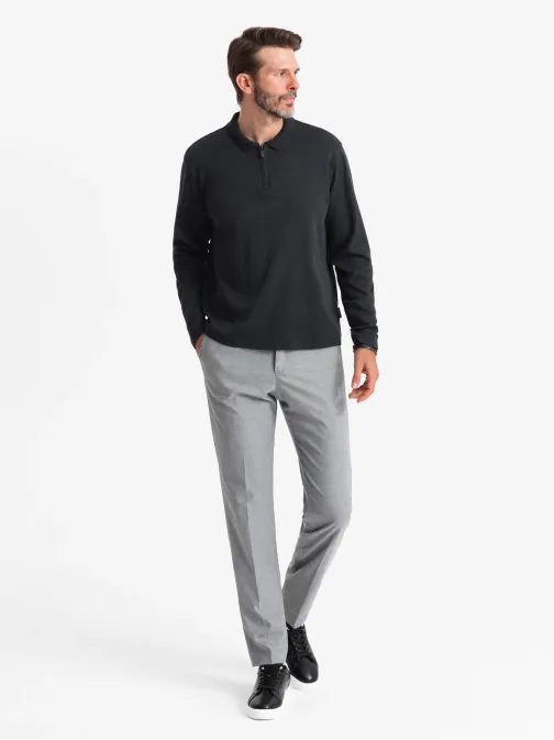 Pánska čierna polokošeľa na zips V8 POLS-0130