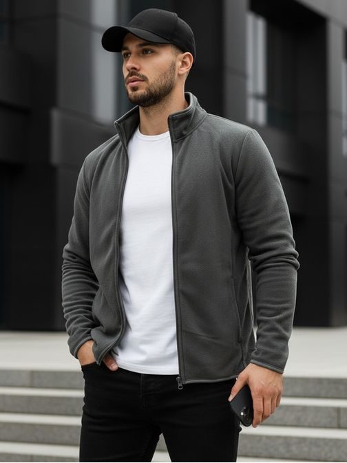 Grafitová mikina na zips bez kapucne