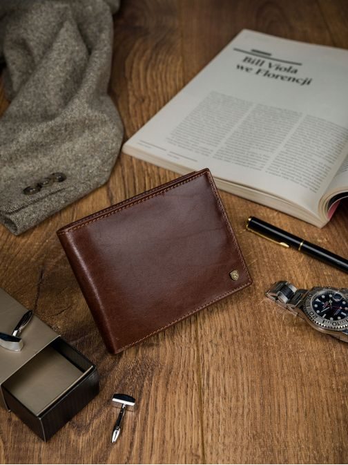 Elegantná kožená hnedá peňaženka Rovicky