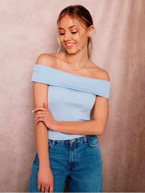 Dámsky pútavý svetlo modrý crop top SLR085