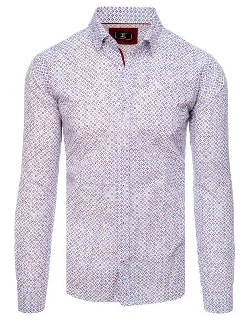 Vzorovaná slim fit pánska košeľa v bielej farbe
