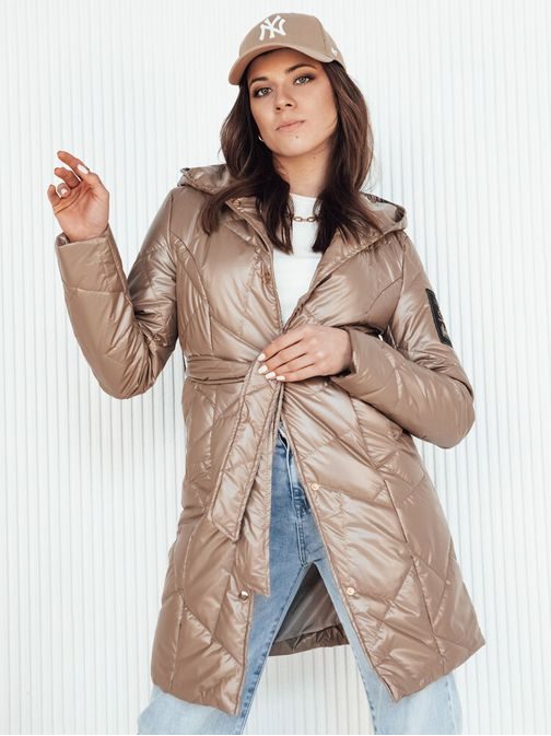 Prešívaný dámsky kabát v kamelovej farbe Paul