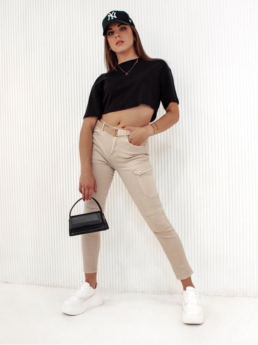 Jedinečné dámske béžové rifle Lovfashion