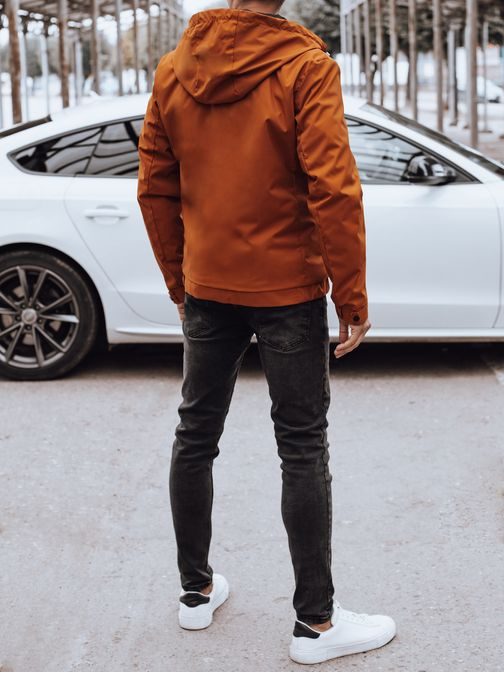 Pánska prechodná kamelová bunda s kapucňou