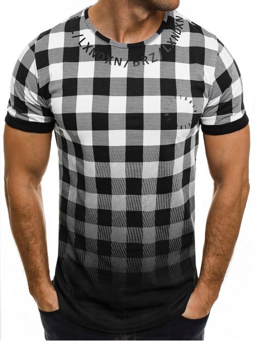Kvalitné čierno-biele kárované tričko BREEZY 532