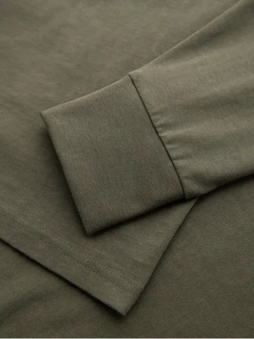 Moderné olivové tričko s dlhým rukávom a s logom V1 LSCL-0128