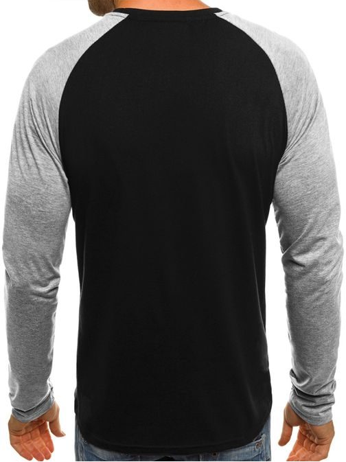 Pánske čierne tričko s dlhým rukávom J.STYLE SX048