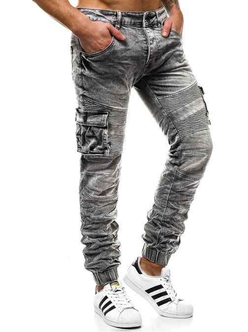 Šedé pánske jeansy T/918033