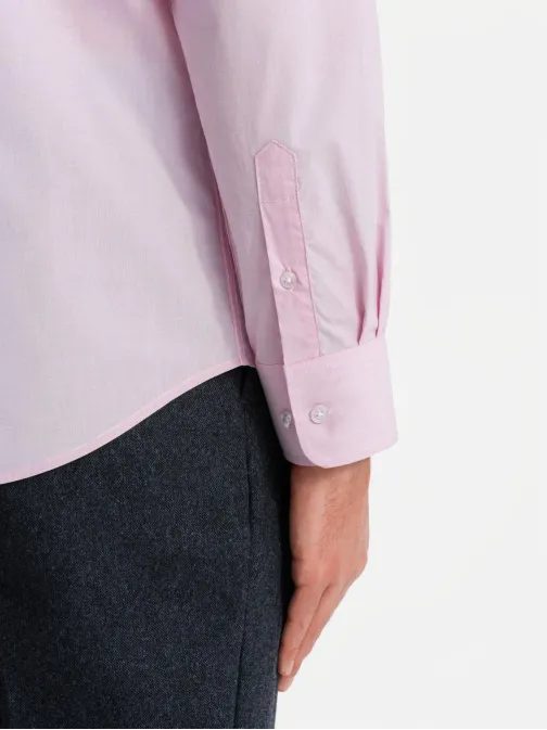Bavlnená ružová košeľa v jednoduchom prevedení V2 SHOS-0154