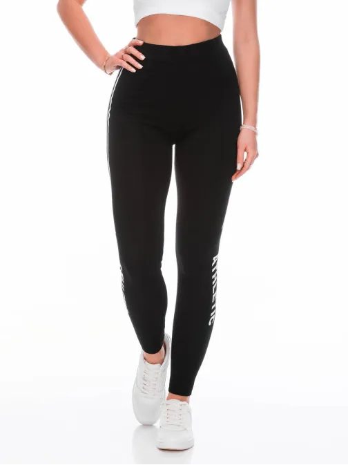 Dámske čierne legíny s nápisom Athletic PLR249