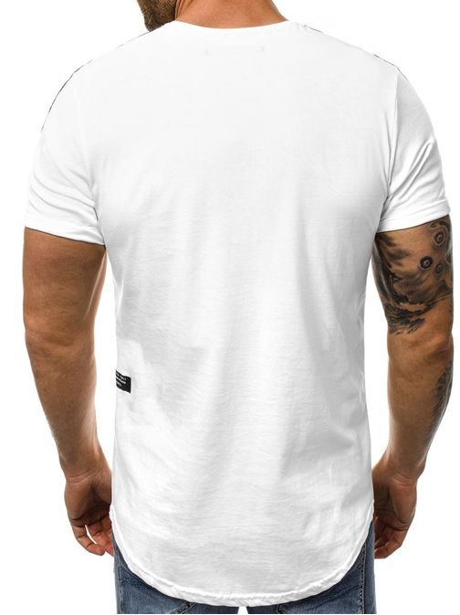 Trendy predĺžené tričko biele  B/181391