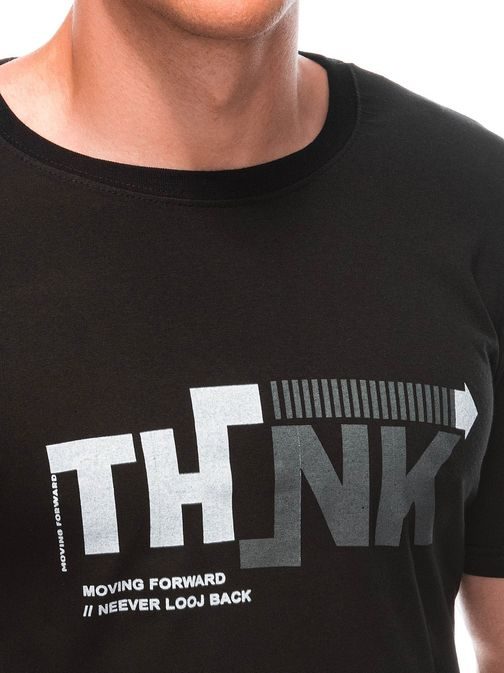 Trendy čierne tričko s nápisom Think S1898