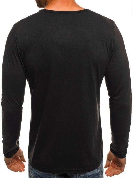 Jednoduché čierne tričko s dlhým rukávom J.STYLE 712099