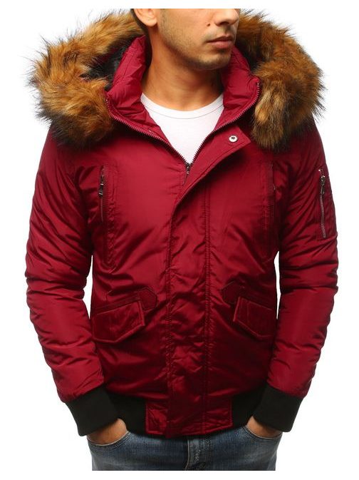 Zimná červená bunda s kapucňou