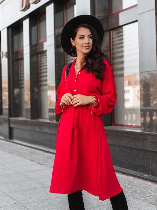 Neobyčajné dámske šaty v červenej farbe DLR044
