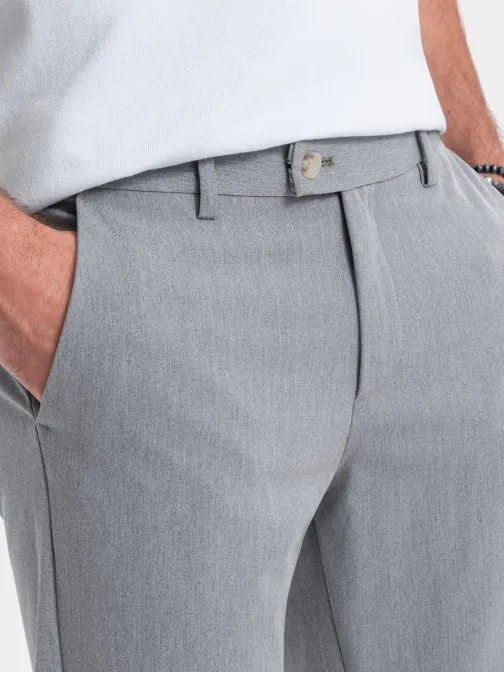 Elegantné šedé chinos nohavice klasického strihu V1 PACP-0191