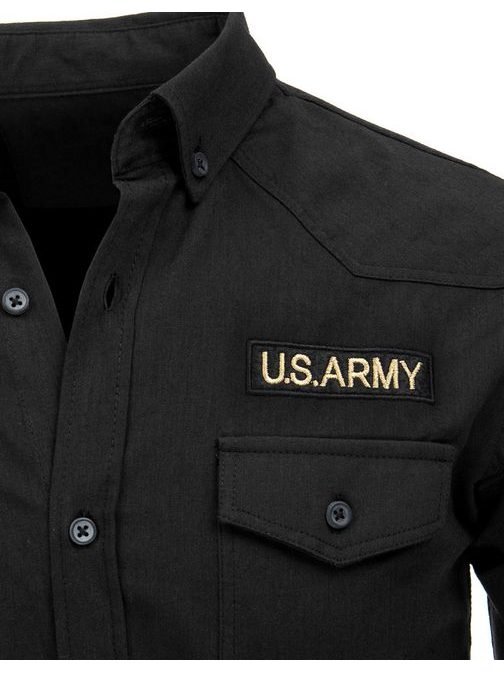 Čierna košeľa s army nášivkami