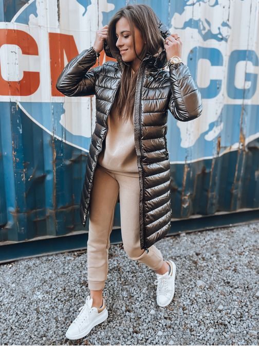 Módna mokka dámska bunda Lessi