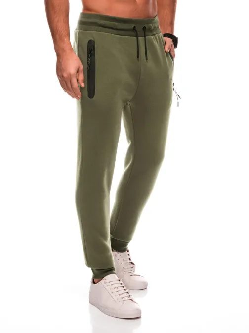 Basic olivové pánske tepláky V2 PABS-0104