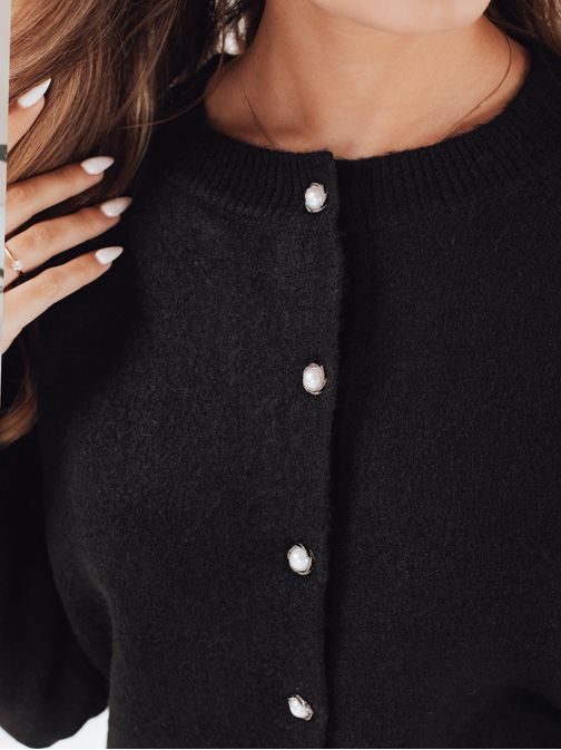 Krásny čierny dámsky sveter na gombíky Selina