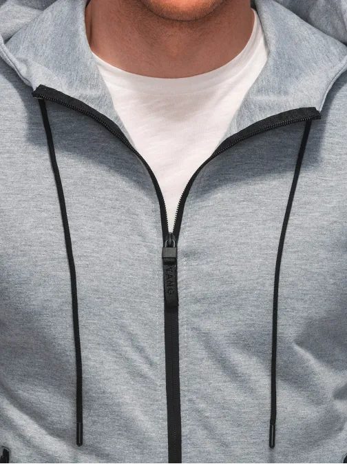 Trendy šedá mikina s kapucňou B1651