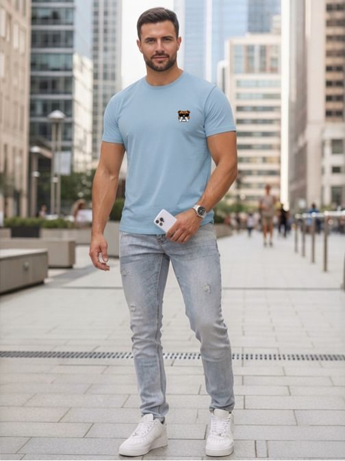 Modré pánske tričko s logom psa