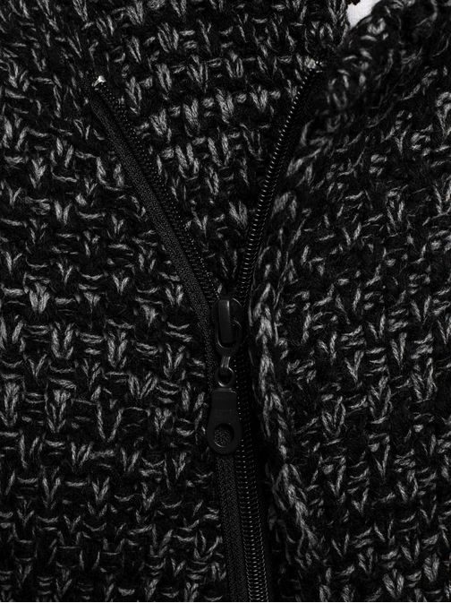 Predĺžený čierny sveter na zips MADMEXT 2148