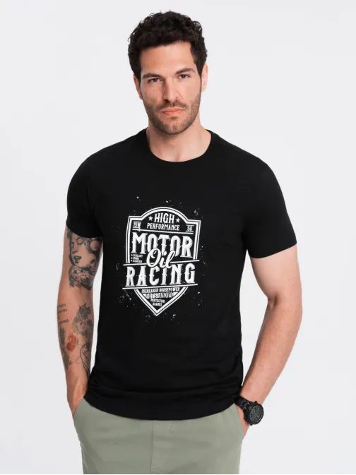 Čierne tričko s moto potlačou V1 TSPT-0125