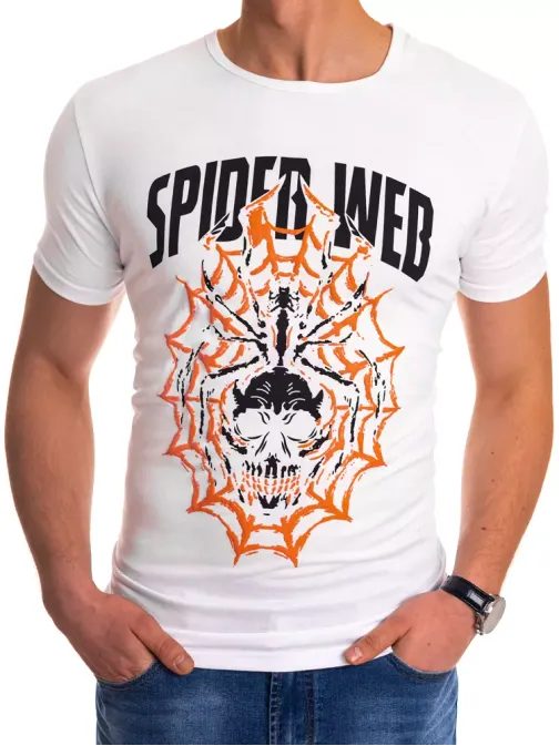 Biele tričko s potlačou Spider Web