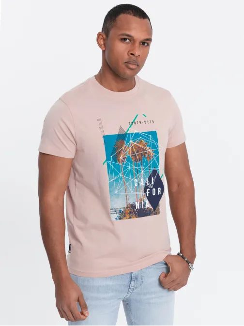 Trendy ružové tričko s nápisom V2 TSPT-0128