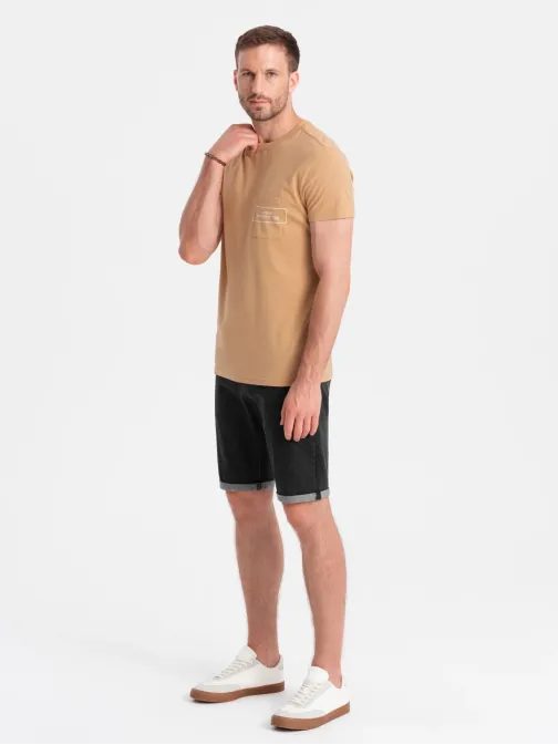 Džínsové kraťasy pre mužov čierne v4 om-srds-0134