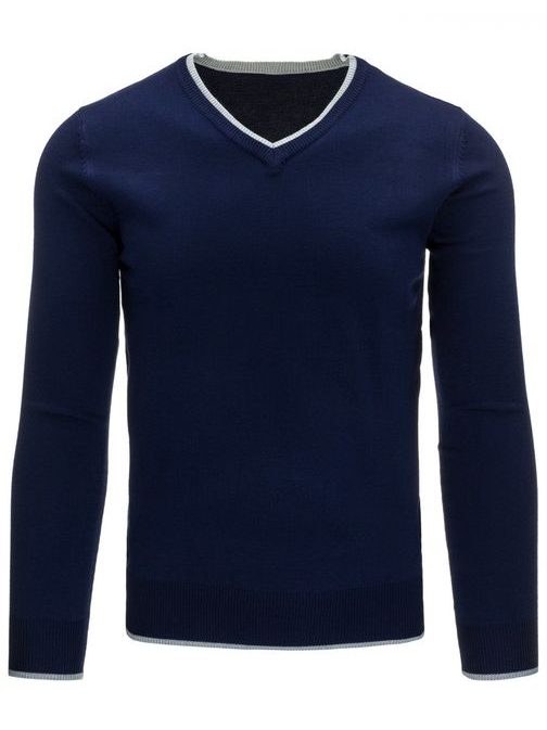 Trendy sveter pre pánov v granátovej farbe s V výstrihom