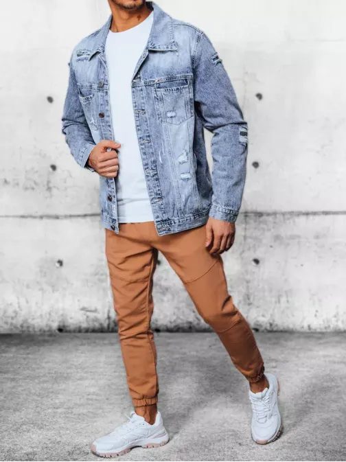 Nebesky modrá trendová rifľová bunda