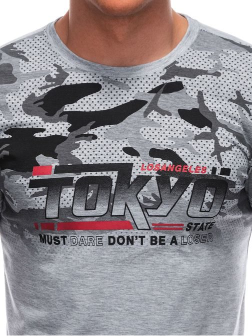 Šedé tričko s nápisom Tokyo S1925