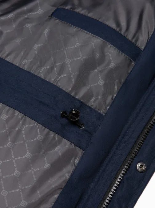 Zimná originálna tmavomodrá prešívaná parka V1 JALJ-0148