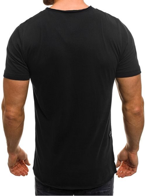 Čierne bavlnené tričko s okrasnými gombíkmi ATHLETIC 1122AT