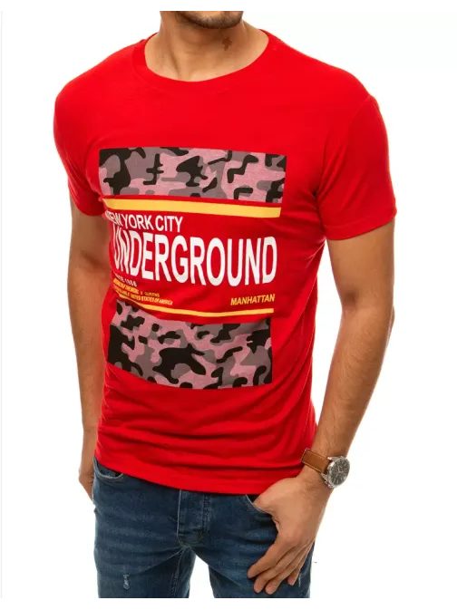 Trendové červené tričko s potlačou Underground