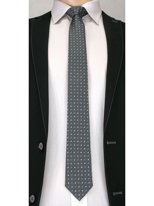 Čierna pánska kravata so štvorčekmi